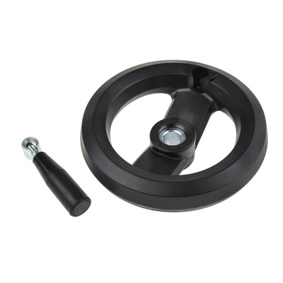 RS PRO Black Glass-Fibre Reinforced Technopolymer Hand Wheel, 160mm diameter