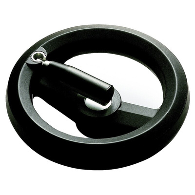RS PRO Black Glass-Fibre Reinforced Technopolymer Hand Wheel, 200mm diameter