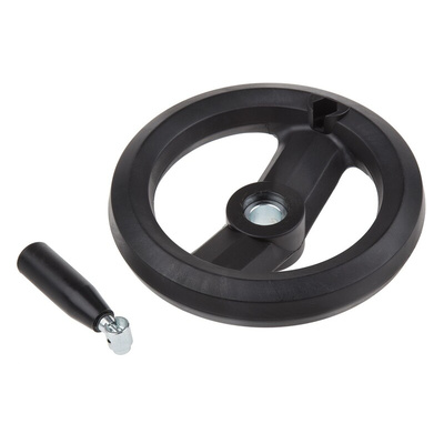 RS PRO Black Glass-Fibre Reinforced Technopolymer Hand Wheel, 200mm diameter