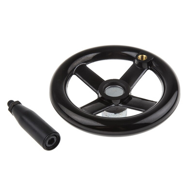 RS PRO Black Phenoplast, Vegetal Fibre Reinforced Hand Wheel, 160mm diameter