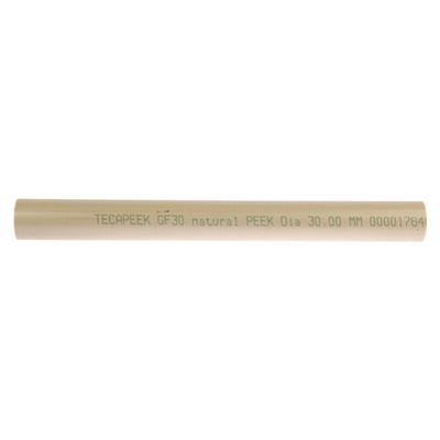 RS PRO Beige Polyetheretherketone PEEK Rod, 300mm x 30mm Diameter