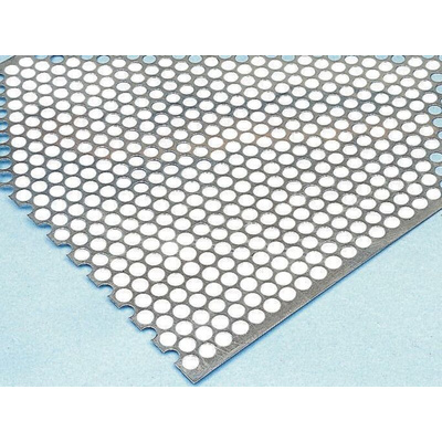 RS PRO Stainless Steel Perforated Metal Sheet 500mm x 500mm, 0.55mm Thick