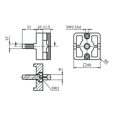 RS PRO M4 Connection Plate Connecting Component, Strut Profile 40 mm, Groove Size 8mm