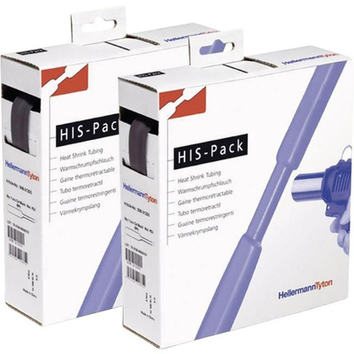 HellermannTyton Heat Shrink Tubing, Black 2.4mm Sleeve Dia. x 10m Length 2:1 Ratio, HIS-PACK Series