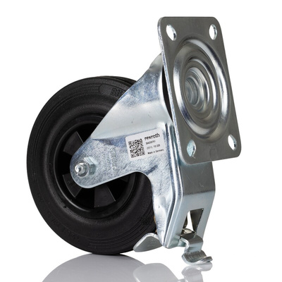 Bosch Rexroth M8 Thread Rubber Castor Wheels, 125mm 10mm Groove