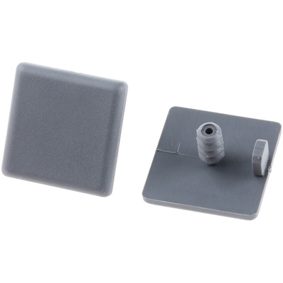 FlexLink Grey Square End Cap, 22 mm Strut Profile, 5.5mm Groove