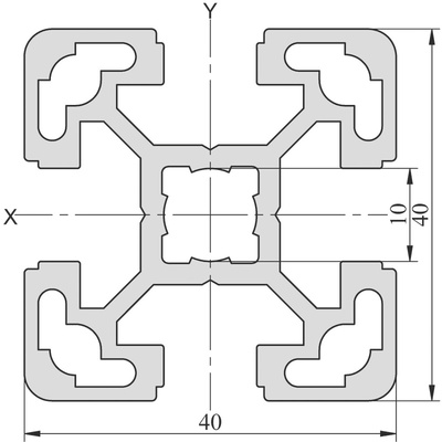RS PRO Silver Aluminium, Anodized Profile Strut, 40 x 40 mm, 10mm Groove, 3m Length