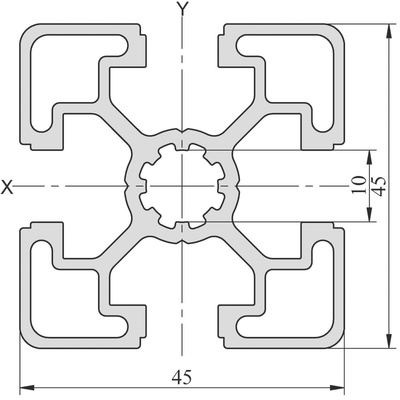 RS PRO Silver Aluminium, Anodized Profile Strut, 45 x 45 mm, 10mm Groove, 3m Length