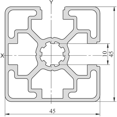 RS PRO Silver Aluminium, Anodized Profile Strut, 45 x 45 mm, 10mm Groove, 3m Length