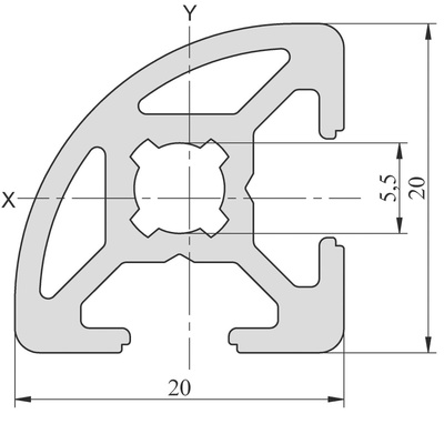 RS PRO Silver Aluminium, Anodized Profile Strut, 20 x 20 mm, 6mm Groove, 3m Length