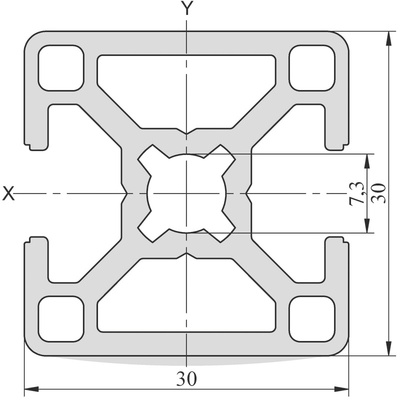 RS PRO Silver Aluminium, Anodized Profile Strut, 30 x 30 mm, 8mm Groove, 2m Length