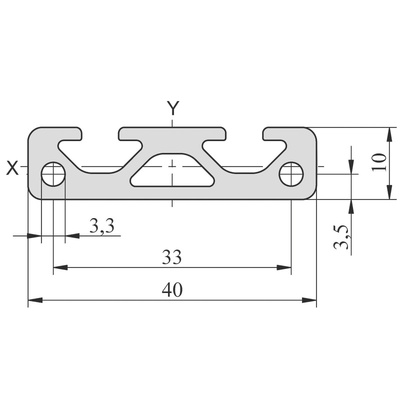 RS PRO Silver Aluminium, Anodized Profile Strut, 40 x 10 mm, 5mm Groove, 1m Length