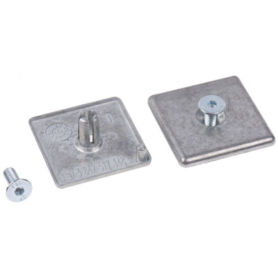 Bosch Rexroth Black Die Cast Zinc, Galvanised Steel End Cap, 45 mm Strut Profile, 8mm Groove