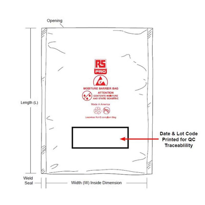 RS PRO Moisture Barrier Bag 255mm(W)x 610mm(L)