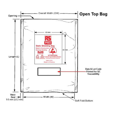 RS PRO Static Shielding Bag 610mm(W)x 914mm(L)