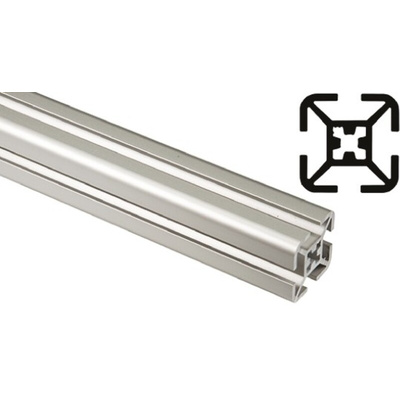 FlexLink Silver Aluminium Profile Strut, 30 x 30 mm, 7.2mm Groove, 2000mm Length, Series XF