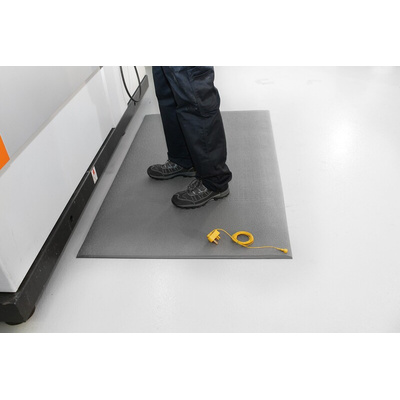 RS PRO Grey Floor ESD-Safe Mat, 900mm x 600mm x 9mm