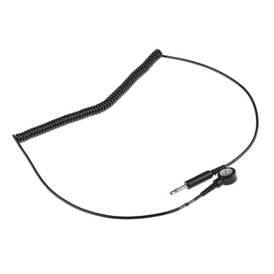 RS PRO ESD Grounding Wrist Strap & Cord Set With 4 mm Stud