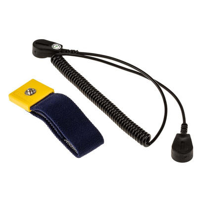 RS PRO ESD Grounding Wrist Strap & Cord Set With 4 mm Stud