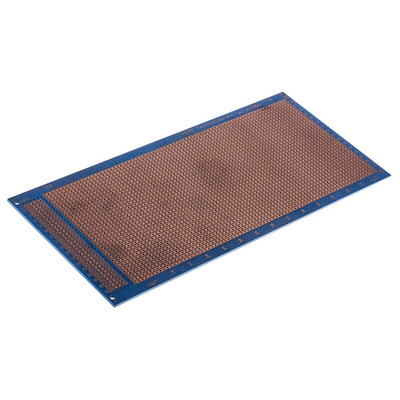 RS PRO Single Sided Matrix Board FR4 1.02mm Holes, 2.54 x 2.54mm Pitch, 220 x 100 x 1.6mm