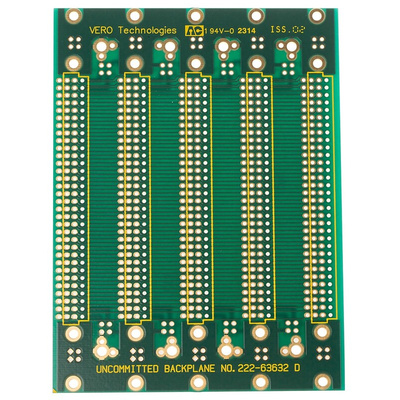 RS PRO 96 Way DIN 41612 Eurocard Backplane FR4 Double Sided 18.8HP With 20.32mm Connector Pitch
