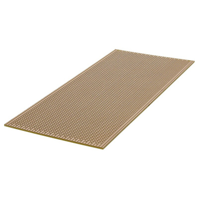 RS PRO Single Sided Matrix Board FR2 1.02mm Holes, 2.54 x 2.54mm Pitch, 220 x 100mm
