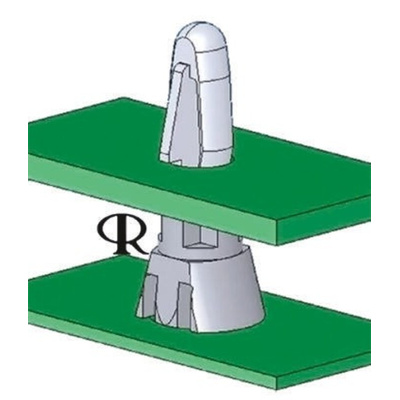 CRLCBSR 12 01, 19mm High Nylon PCB Support Pillar for 4mm PCB Hole, 12.7mm Base