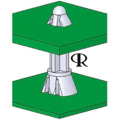 CRLCBSK-2-14-01 , 14mm High Nylon PCB Support Pillar for 4mm PCB Hole, 12.7mm Base