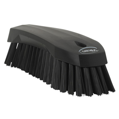 Vikan Hard Bristle Black Scrubbing Brush, 36mm bristle length, Polyester bristle material