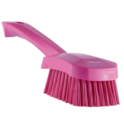 Vikan Hard Bristle Pink Scrubbing Brush, 36mm bristle length, PET bristle material