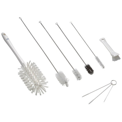 Vikan White Hand Brush, Polyester, Polypropylene, Stainless Steel bristle material