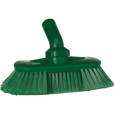 Vikan Soft Bristle Green Scrubbing Brush, 44mm bristle length, Polyester, Polypropylene, Stainless Steel bristle