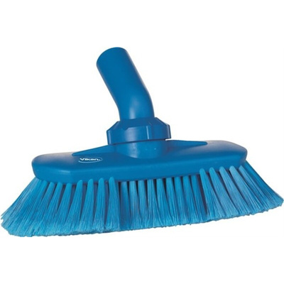 Vikan Soft Bristle Blue Scrubbing Brush, 44mm bristle length, Polyester, Polypropylene, Stainless Steel bristle material