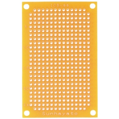 Sunhayato Single Sided Matrix Board FR2 1mm Holes, 2.54 x 2.54mm Pitch, 72 x 47 x 1.6mm
