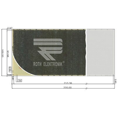 Roth Elektronik Single Sided Matrix Board With 38 x 85 1mm Holes, 2.54 x 2.54mm Pitch, 220 x 100 x 1.5mm