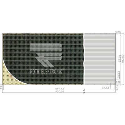 Roth Elektronik Single Sided Matrix Board 1mm Holes, 2.54 x 2.54mm Pitch, 220 x 100 x 1.5mm