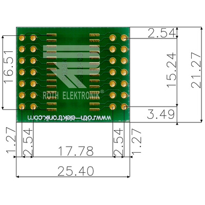 RE932-08, Double Sided Extender Board Multi Adapter Board FR4 25.4 x 21.27 x 1.5mm