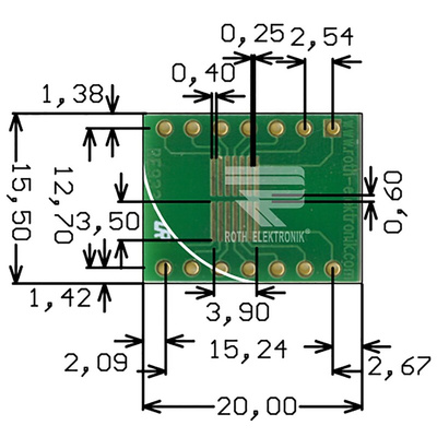 RE933-02ST, Double Sided Extender Board Multi Adapter Board FR4 20 x 15.5 x 1.5mm