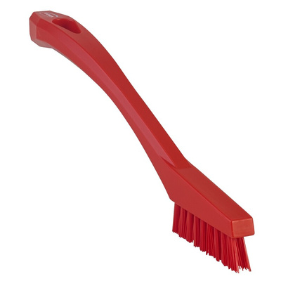 Vikan Extra Hard Bristle Red Scrubbing Brush, 15mm bristle length, PET bristle material