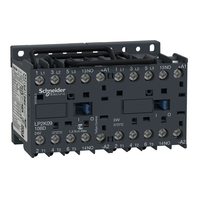 Schneider Electric LP2K Series Contactor, 24 V dc Coil, 3-Pole, 9 A, 4 kW, 3NO, 690 V ac