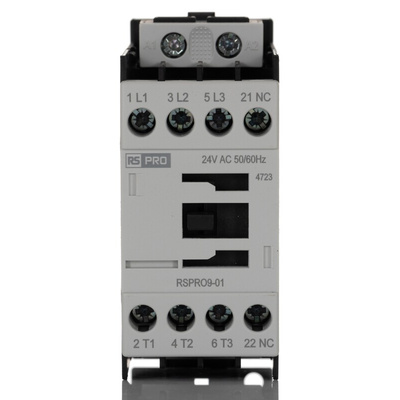 RS PRO Contactor, 24 V Coil, 3-Pole, 9 A, 4 kW, 1NC