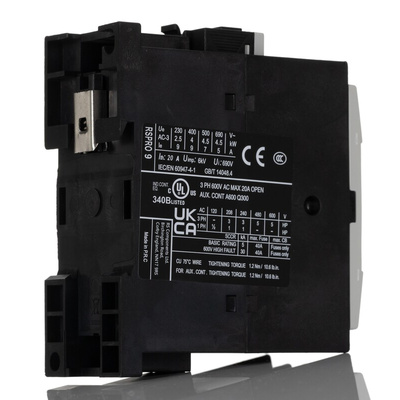 RS PRO Contactor, 400 V Coil, 3-Pole, 9 A, 4 kW, 1NC