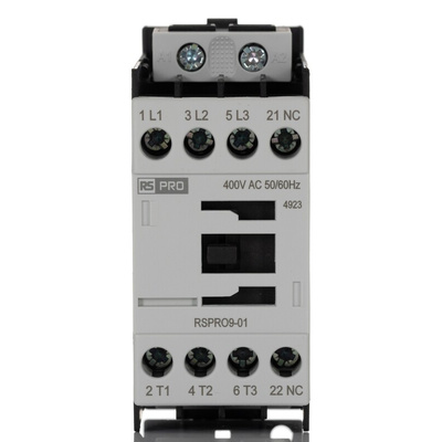 RS PRO Contactor, 400 V Coil, 3-Pole, 9 A, 4 kW, 1NC