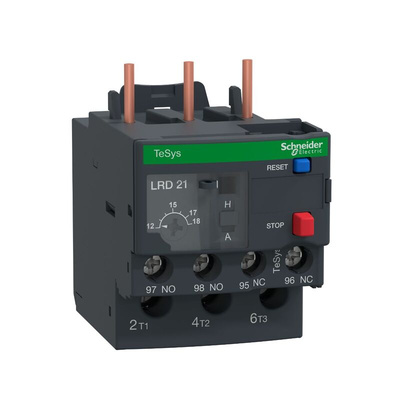 Schneider Electric Thermal Overload Relay 1 NO + 1 NC, 12 → 18 A F.L.C, 5 A Contact Rating, TeSys