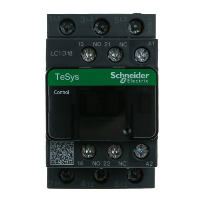 Schneider Electric LC1D Series Contactor, 230 V ac Coil, 3-Pole, 18 A, 7.5 kW, 3NO, 690 V ac