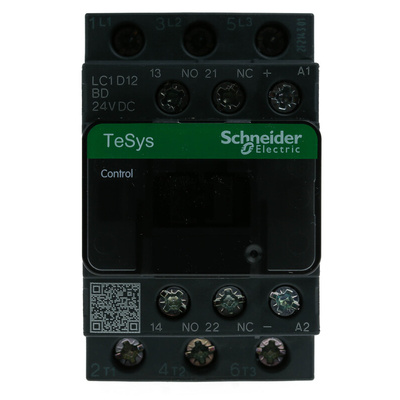 Schneider Electric LC1D Series Contactor, 24 V dc Coil, 3-Pole, 12 A, 5.5 kW, 3NO, 690 V ac