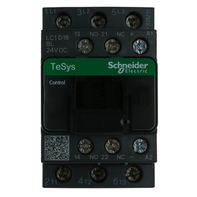 Schneider Electric LC1D Series Contactor, 24 V dc Coil, 3-Pole, 18 A, 7.5 kW, 3NO, 690 V ac