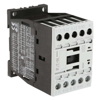 Eaton Contactor, 230 V ac Coil, 3-Pole, 12 A, 5.5 kW, 3NO, 400 V ac