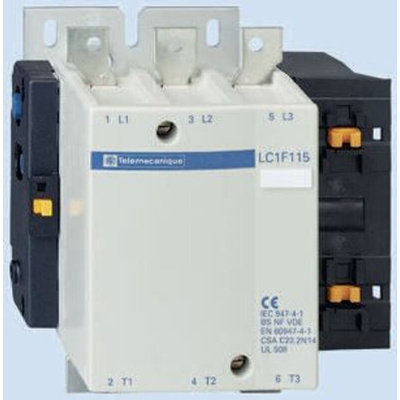 Schneider Electric LC1F Series Contactor, 3-Pole, 630 A, 400 kW, 3NO, 1 kV ac