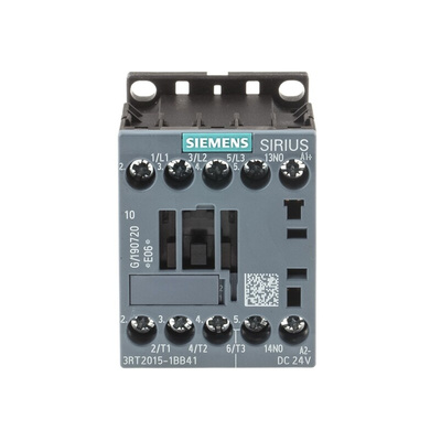 Siemens 3RT2 Series Contactor, 24 V dc Coil, 3-Pole, 7 A, 3 kW, 3NO, 400 V ac